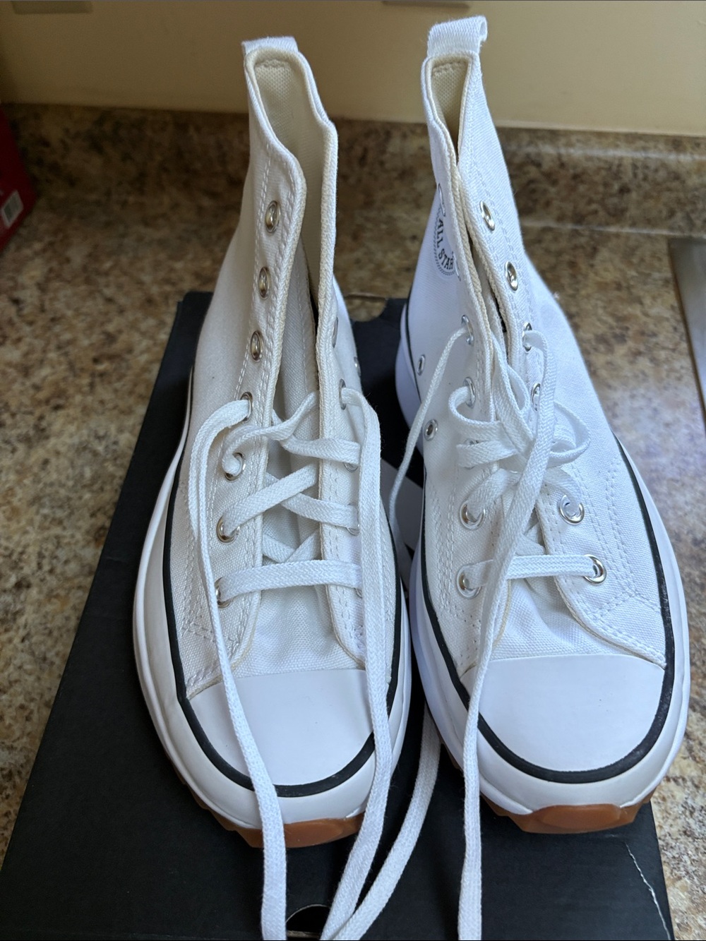 Classic White High-Top Canvas Sneakers with Black Trim